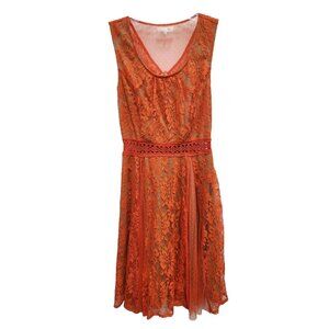 Ryu Womens Fairy Romantic Dress Small Orange Lace Floral Sleeveless Party